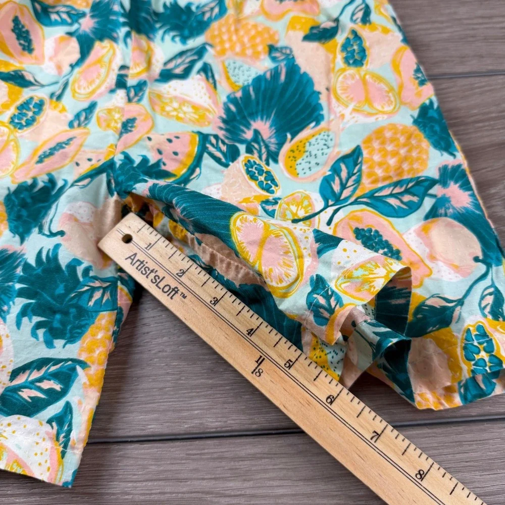 Tommy Bahama Girls Jumpsuit Tropical Fruit Print Smocked Cotton Teal 4T